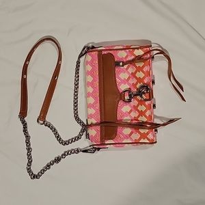 Rebecca Minkoff Mini MAC Clutch Crossbody Bag, Orange/Pink Geometric Print